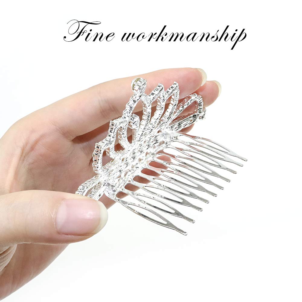 NODG 3 Pieces Silver Tiaras for Women Princess Rhinestone Mini Tiaras with Comb Crowns for Women with Comb for Princess Party Favors Tiaras and Crowns for Women