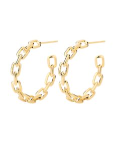 hoop earrings for women - chain hoop earrings in 14k gold - link hoop stud earring（dia.20mm）