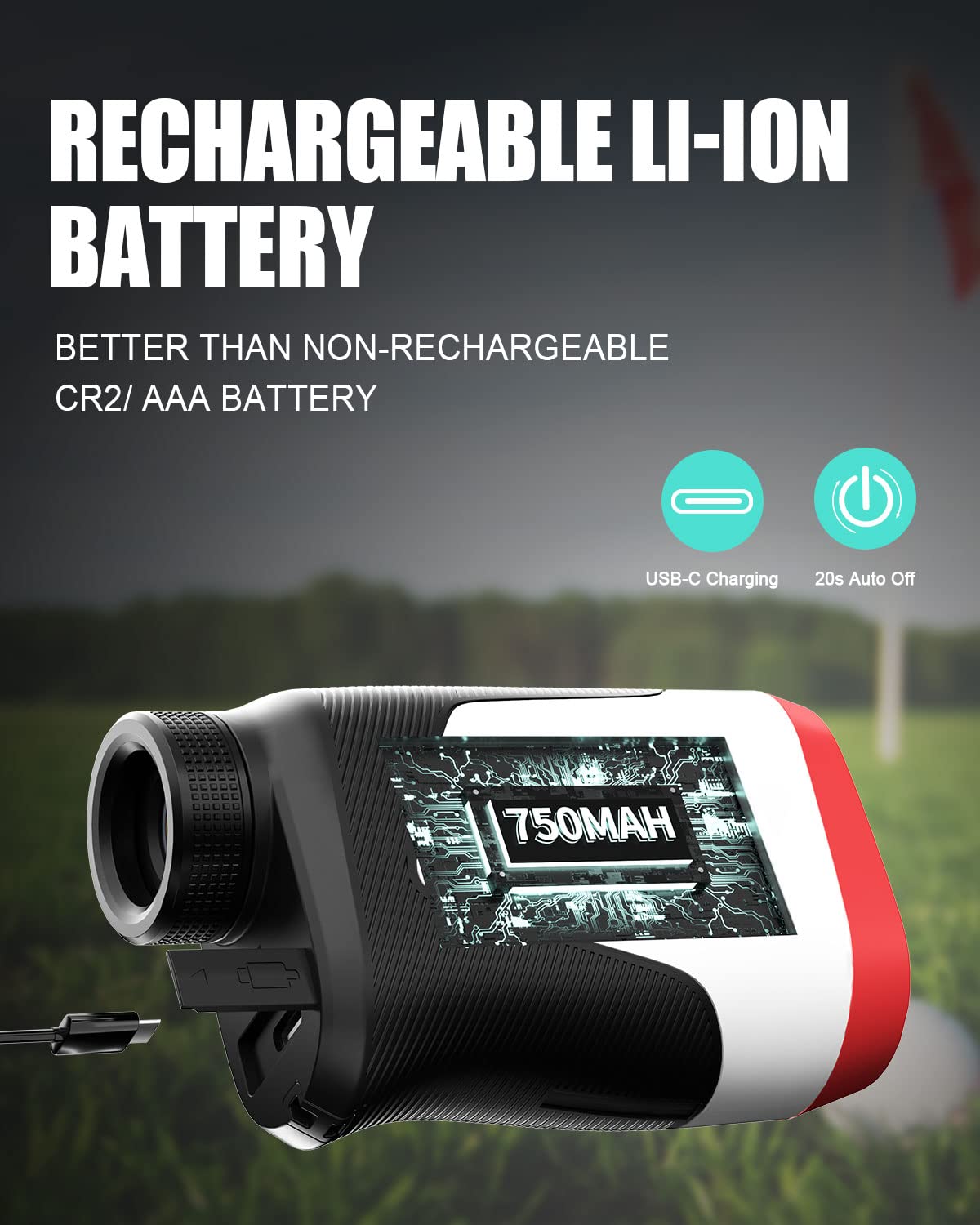 Golf Rangefinder 800Yds Laser Range Finder 6X Flagpole Lock Pin Vibration Slope Compensation Golfing Distance Finder Continuous Scan Speed Measure Rechargeable Yardage Rangefinders