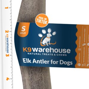 K9warehouse Split Antler for Dogs - Natural Dog Antlers for Aggressive Chewers - USA Sourced Elk Antlers for Dogs Small, Medium, Large - Healthy Elk Antlers for Teeth Cleaning & Chewing Pleasure