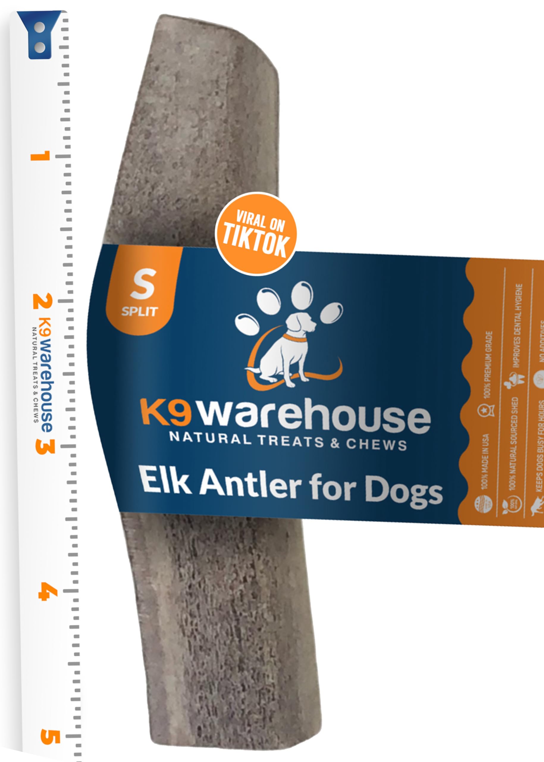 K9warehouse Split Antler for Dogs - Natural Dog Antlers for Aggressive Chewers - USA Sourced Elk Antlers for Dogs Small, Medium, Large - Healthy Elk Antlers for Teeth Cleaning & Chewing Pleasure