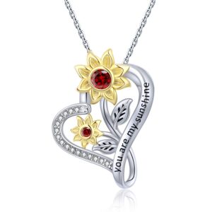 Bolelis 925-Sterling-Silver Sunshine Sunflower Necklace for Women - You are My Sunshine Infinity Love Pendant Mothers day Chrismas day Jewelry Gifts for Mom and Daughter