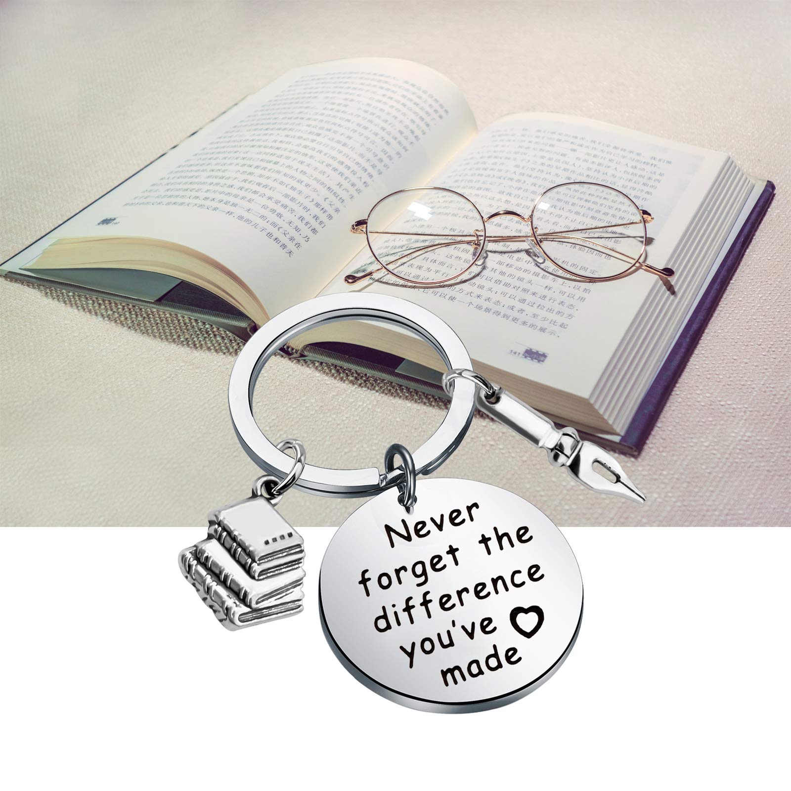 MYOSPARK Writer Keychain Author Gift Never Forget The Difference You've Made Bibliophile Gift For Editor Librarian Journalist (difference writer keychain)