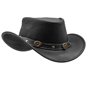 Showerproof Outback hat Also Worn as Leather Cowboy hat, Australian Hats for Men & Women Black