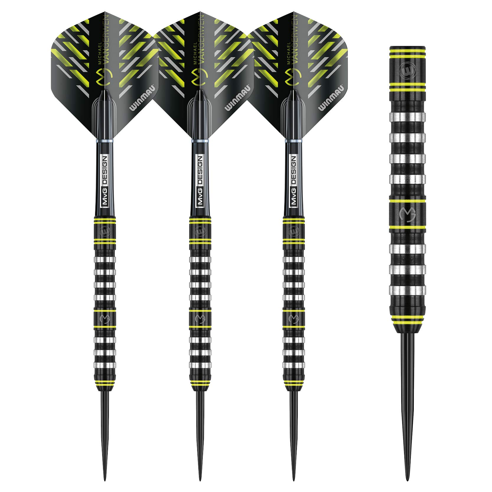 Winmau Michael Van Gerwen MvG Assault 22 Gram Tungsten Darts Set with Flights and Stems (Shafts)