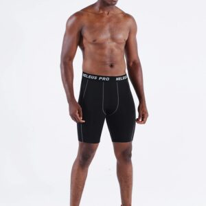 NELEUS Men's Compression Shorts 3 Pack Dry Fit Running Shorts,6081,Black/Black/Black,L