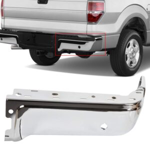 Chrome Rear Bumper End Cap Compatible with 2009-2014 Ford F150 & 2010-2014 Lincoln Mark LT (Right Side) w/Sensor Hole Replacement for FO1102374 9L3Z17906A