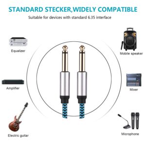 Hftywy Guitar Cable 30 ft Guitar Cord 1/4 Inch Instrument Cable 6.35mm (1/4) TS to 6.35mm (1/4) TS Stereo Audio Cable Male to Male with Zinc Alloy Housing and Nylon Braid