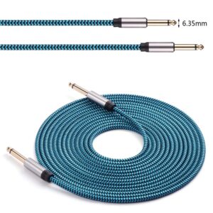 Hftywy Guitar Cable 30 ft Guitar Cord 1/4 Inch Instrument Cable 6.35mm (1/4) TS to 6.35mm (1/4) TS Stereo Audio Cable Male to Male with Zinc Alloy Housing and Nylon Braid