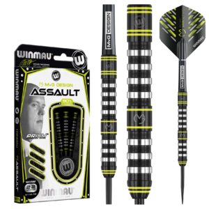 Winmau Michael Van Gerwen MvG Assault 22 Gram Tungsten Darts Set with Flights and Stems (Shafts)