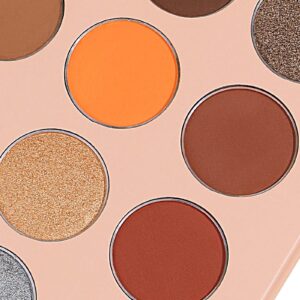 Vodisa Colorful Eyeshadow Palette Matte Shimmer High Pigmented Eyeshadow Pallet 15 Colors Professional Nudes Warm Natural Long Lasting Waterproof Eye Shadow with Make Up Brushes Set (Brown)