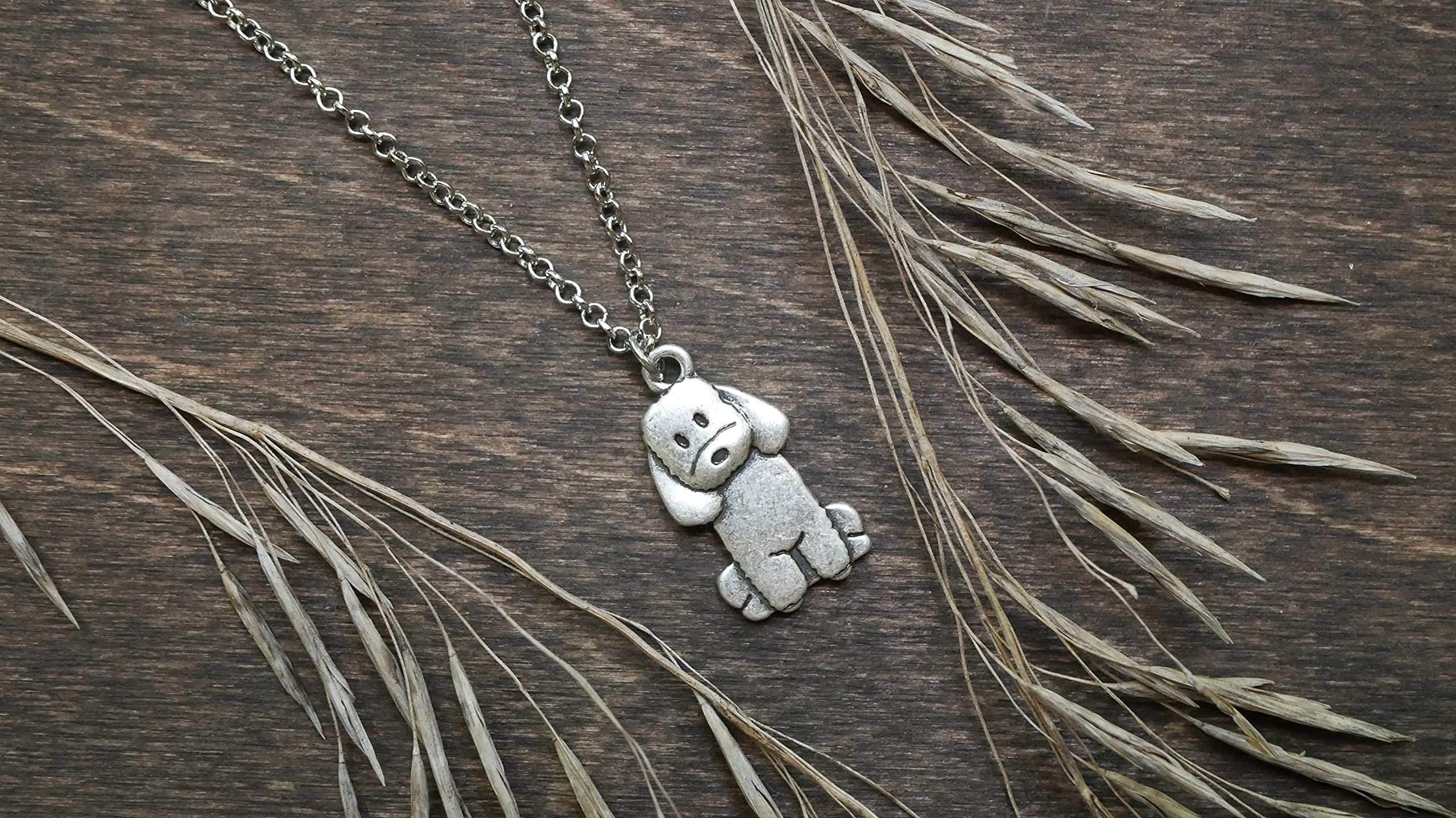 Goldendoodle Labradoodle Charm Necklace, Golden Lover Gift, Silver Metal Dog Pendant on a Chain, Ladies I Love Poodle Mix