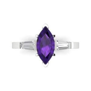 clara pucci 2 ct marquise cut 3 stone solitaire genuine natural amethyst engagement promise anniversary bridal ring 18k white gold 6.25