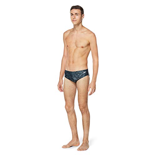 Speedo Men's Standard Swimsuit Brief ProLT Printed Team Colors, Shimmer Anthracite Black, 28