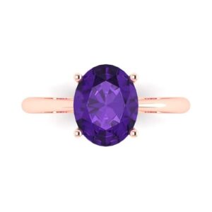 clara pucci 2.5ct oval cut solitaire natural purple amethyst engagement wedding bridal promise anniversary ring 18k rose gold size 3.75