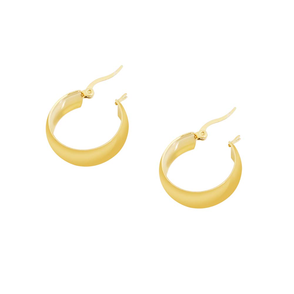 Edforce Stainless Steel Wide Large Rounded Hoop Earrings for Women (Gold, 20)