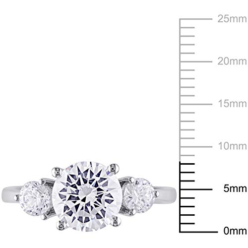 Abbie+Cleo 4 1/3 CT TGW Women's Cubic Zirconia 3 Stone Engagement Ring - Anillo de Mujer - 925 Sterling Silver - Statement Ring (Round Shape - Size 9)