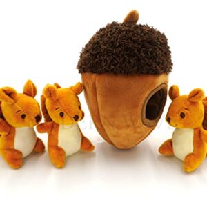 MODERN WAVE - Interactive Squeaky Plush Hide and Seek Squirrel Type Puzzle Toy for Dogs, Medium Size (Acorn and Squirrels)