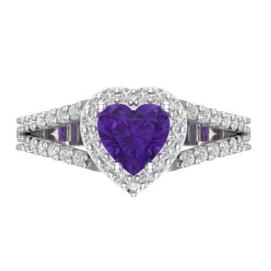 clara pucci 1.75ct heart cut solitaire genuine natural purple amethyst engagement promise anniversary bridal ring 18k white gold 10.5