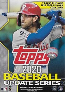 2020 topps traded and update series baseball unopened blaster box of packs with 99 cards including one exclusive coin card and possible rookies autographs and jersey cards