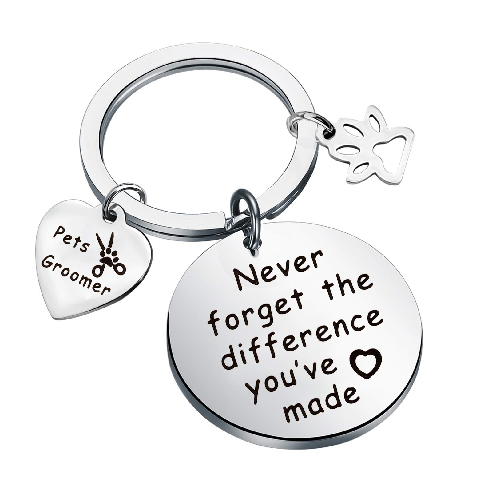 MYOSPARK Pet Groomer Keychain Dog Salon Gift Never Forget The Difference You've Made Appreciation Jewelry Pet Beautician Gift (difference pet groomer keychain)