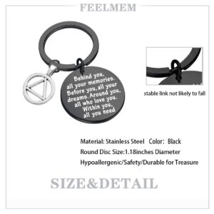 FEELMEM Sobriety Gift Keychain Addiction Recovery Gift AA Alcoholics Anonymous Warrior Recovery Gift New Beginnings Gift(black)