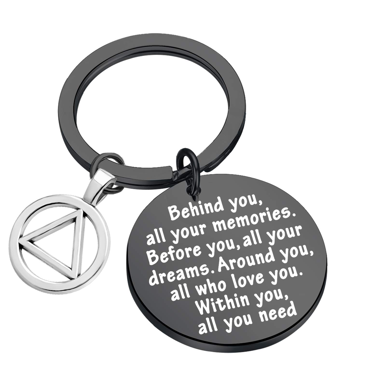 FEELMEM Sobriety Gift Keychain Addiction Recovery Gift AA Alcoholics Anonymous Warrior Recovery Gift New Beginnings Gift(black)