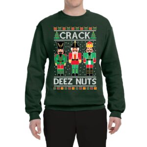 Wild Bobby Crack Deez Nuts Meme Ugly Christmas Sweater Unisex Crewneck Sweatshirt, Forest Green, Small