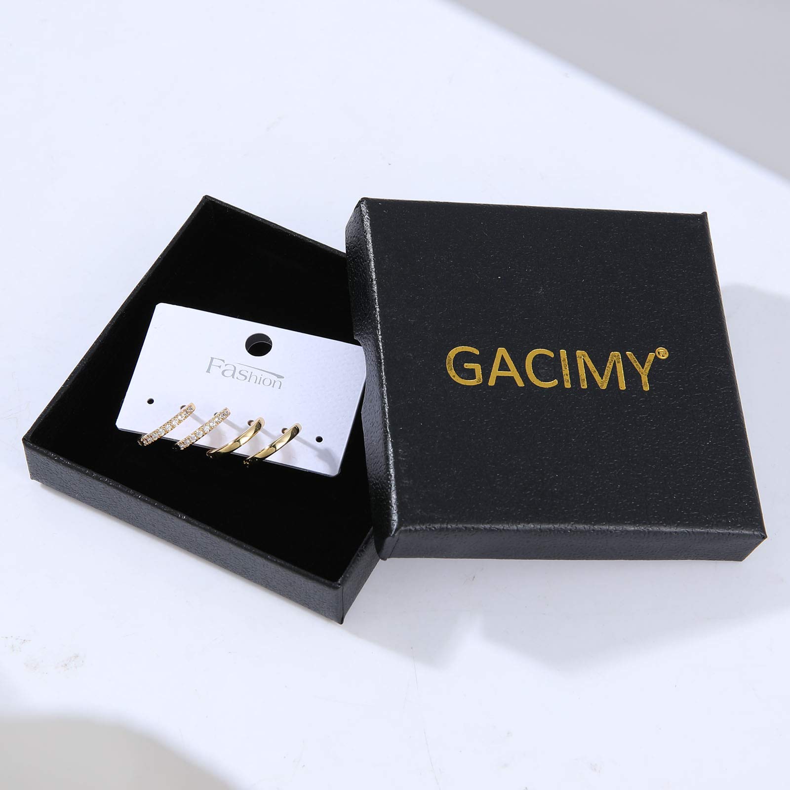 Gacimy Hoop Earrings for Women 14K Gold Cartilage Stud Small Huggie Ear Cuff, Hypoallergenic Cute 13mm Gold & Cubic Zirconia Sets