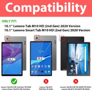 ProCase [2 Pack] Screen Protector for Lenovo Tab M10 HD 2nd Gen (TB-X306X) / Smart Tab M10 HD 2nd Gen (TB-X306F) 10.1 Inch 2020 Release, Tempered Glass Screen Film Guard Screen Protector –Clear