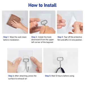 FACURY Large Adhesive Hooks 22Ib(Max),Waterproof and Rustproof Wall Hooks for Hanging Heavy Duty,Stainless Steel Towel and Coats Hooks to use Inside Kitchen,Bathroom,Home and Office,16Pack (16)