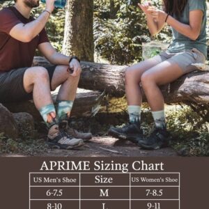 APRIME ECO-CAFE Crew Cushion Outdoor Socks Made from Coffee Grounds for Hiking, Trail Running, Climbing and Cycling (Large, Forest)