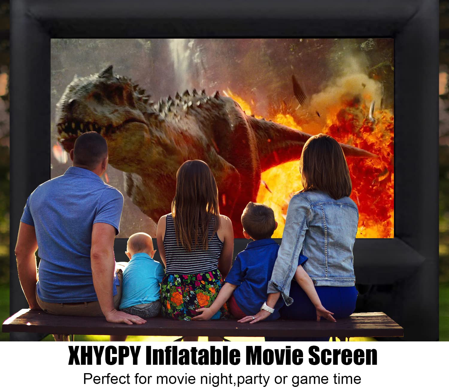 XHYCPY 21 Feet Inflatable Outdoor Projector Movie Screen - Package with Rope, Blower + Tent Stakes - Great for Outdoor Backyard Pool Fun (21 Feet)