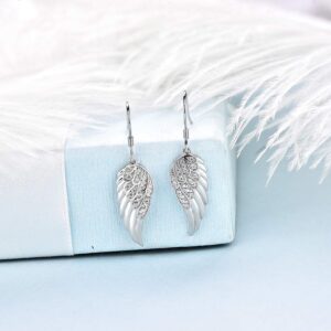 Starchenie Angel Wings Dangle Earrings for Women 925 Sterling Silver Cubic Zirconia