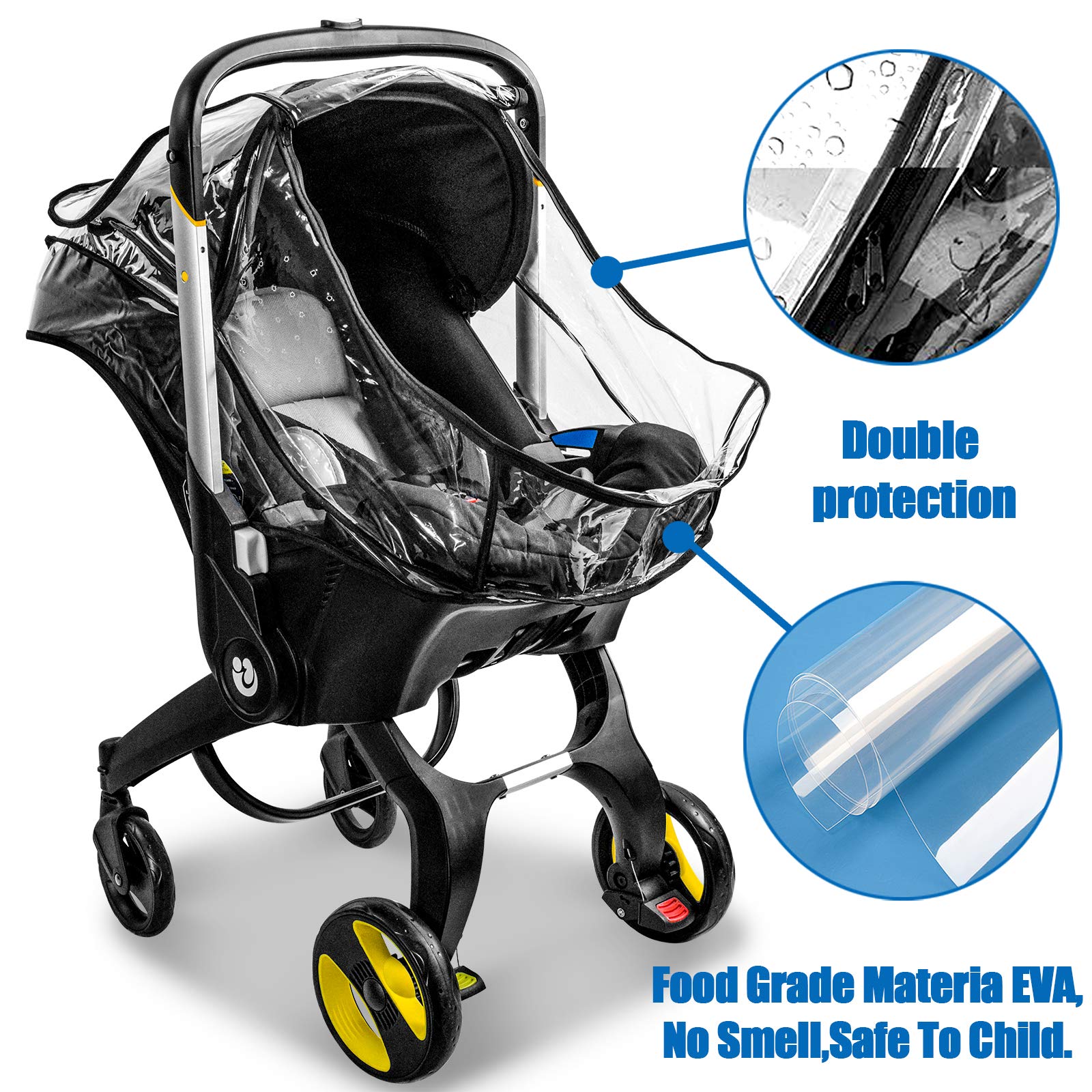 Car Seat Rain Cover,Food Grade EVA,Universal Baby Stroller Accessory for Infant Car Seat Stroller,Waterproof, Windproof Protection,Protect from Dust Snow