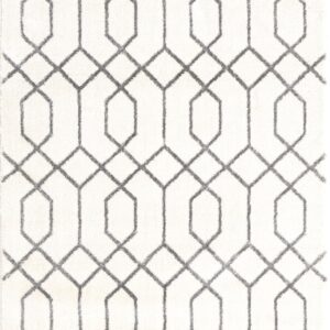 Unique Loom Glam Collection Area Rug - Trellis (3' 3" x 5' 3" Rectangle, White Silver/ Silver)