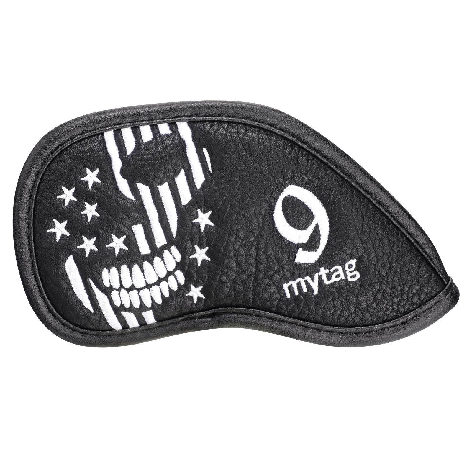 caiobob Mytag Golf Iron Head Cover Wedge Headcover Set Black Synthetic Leather Skull Skeleton Irons Protector (10pcs Iron Set(3,4,5,6,7,8,9,P,A,S))