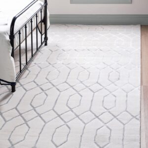 Unique Loom Glam Collection Area Rug - Trellis (3' 3" x 5' 3" Rectangle, White Silver/ Silver)