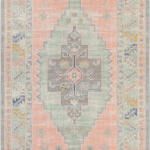 Unique Loom Whitney Collection Area Rug - Geneva (5' 3" x 8' Rectangle, Pink/ Blue)