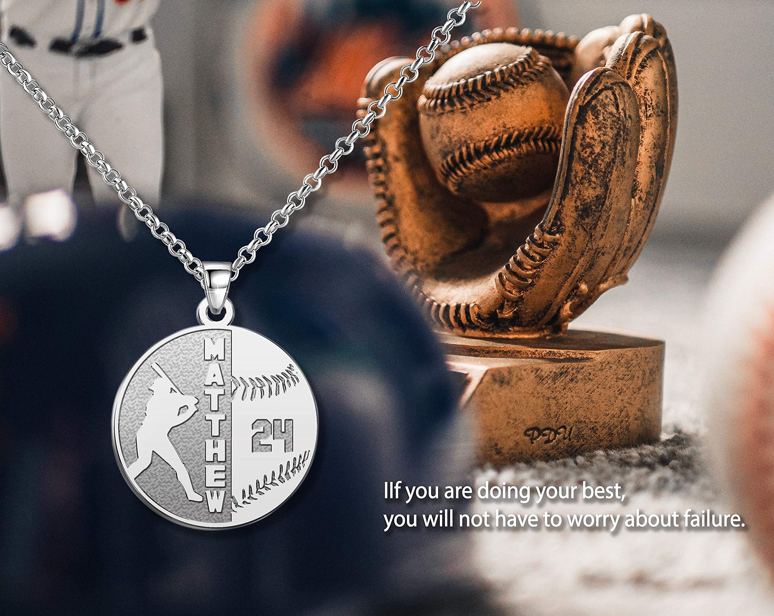 SexyMandala Baseball Necklace Number Necklace Custom Sports Number Pendant Necklace Gold Personalized 925 Sterling Silver