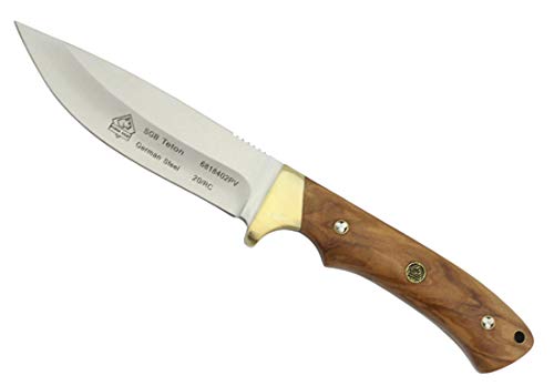 Puma SGB Teton Olive Wood Hunting Knife with Leather Sheath