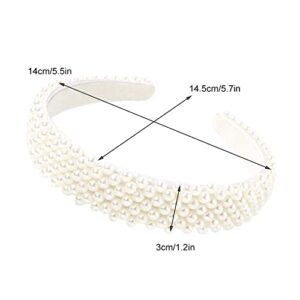 Pearl Headbands for Girls and Women, Plastic Wide Hair Hoop Band Embellish with Bling String Beads Fashion Gift for Children's Day, Graduation Ceremony, Prom Party, Casual Dress