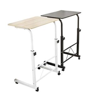 artiss wooden adjustable height mobile computer desk student dorm multifunctional folding table bedside desk laptop desk table - (color: white)