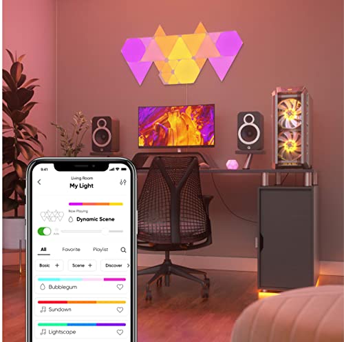 Nanoleaf Shapes WiFi and Thread Smart RGBW 16M+ Color LED Dimmable Gaming and Home Decor Wall Lights Smarter Kits (Triangles Smarter Kit (7 Pack)