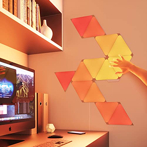 Nanoleaf Shapes WiFi and Thread Smart RGBW 16M+ Color LED Dimmable Gaming and Home Decor Wall Lights Smarter Kits (Triangles Smarter Kit (7 Pack)