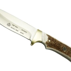 PUMA SGB Teton Staghorn Hunting Knife with Leather Sheath