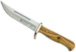 puma sgb trail guide olive wood hunting knife with leather sheath