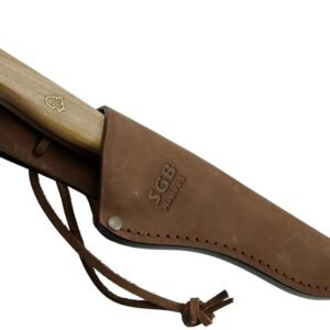 PUMA SGB Trail Guide Olive Wood Hunting Knife with Leather Sheath