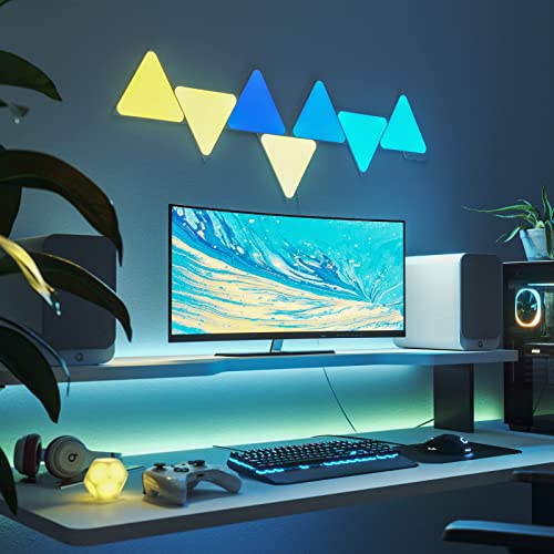 Nanoleaf Shapes WiFi and Thread Smart RGBW 16M+ Color LED Dimmable Gaming and Home Decor Wall Lights Smarter Kits (Triangles Smarter Kit (7 Pack)