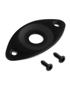 holmer guitar jack socket plate curved recessed oval football style output jack plate compatible with les paul ibanez jackson guitar or bass parts with screws black.